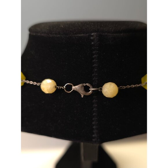 Yellow & Aqua Beaded Necklace With Silver-Tone Chain - Picture 4 of 7